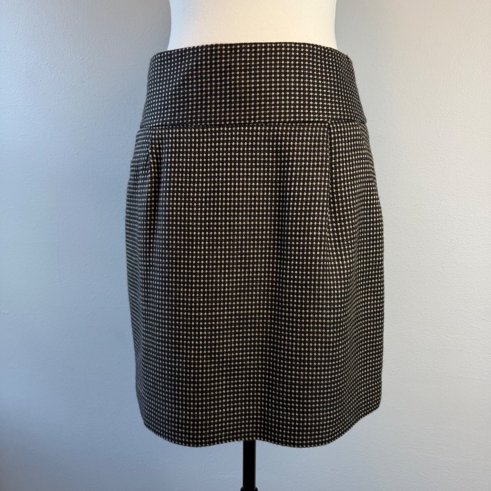 Banana Republic Black Gold Textured Dot Mini Skirt Wool Blend Twee Career Y2K